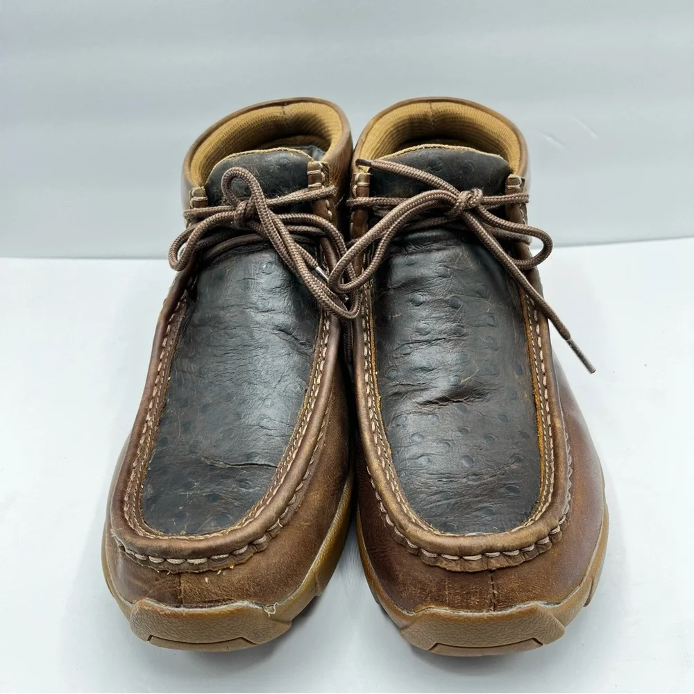Justin Size 10.5 M Men's Cowhide Leather Casual Shoe Ostrich Vamp Mocs